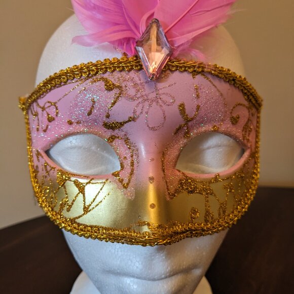 Pink and Gold Glitter Mask (new) - Picture 4 of 5